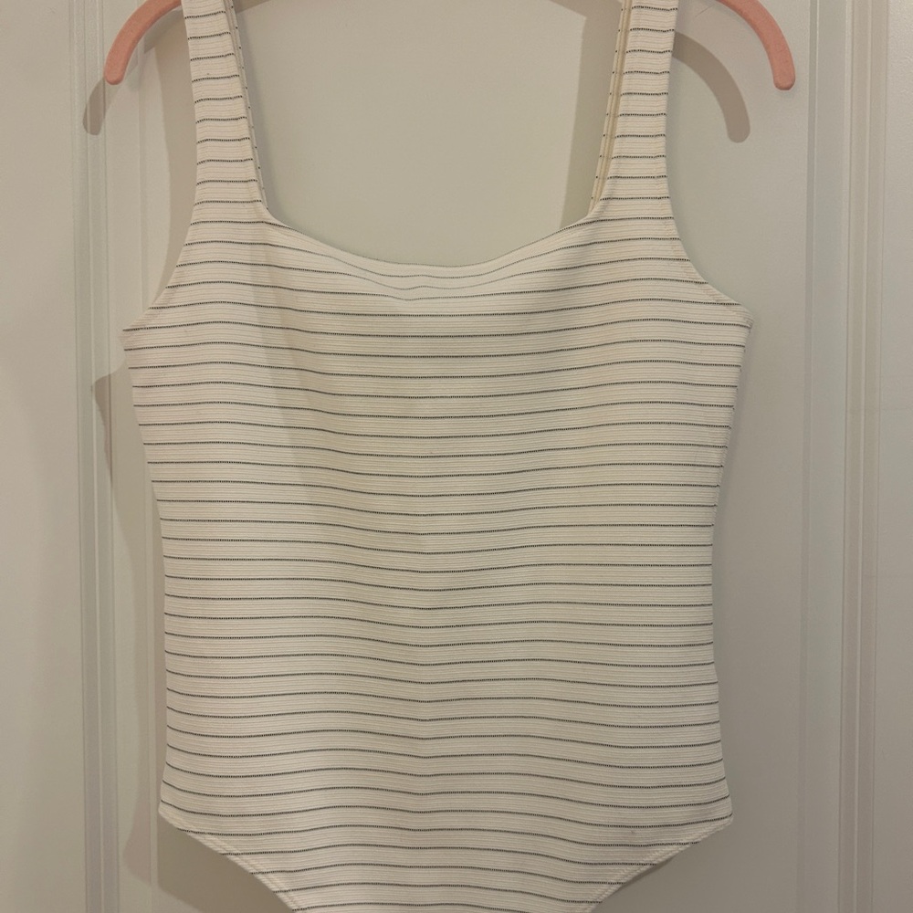 Express White and Black Fitted Sleeveless Bodysuit